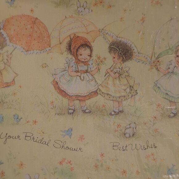 MCM Vintage 60s 70s wedding bridal shower wrapping paper lot bride floral - Picture 4 of 14